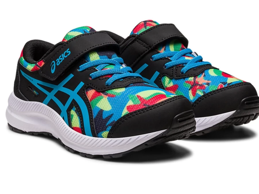 ASICS Contend 8 Pre-School Running Shoes for Kids - Black/Island Blue