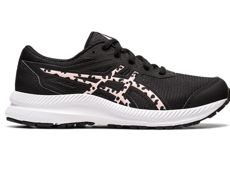 ASICS Contend 8 Kids' Running Shoes - Black/Frosted Rose - Grade School Sneakers