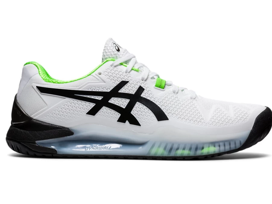 ASICS GEL-Resolution 8 Men's Tennis Shoes - White/Green Gecko - High-Performance Court Sneakers