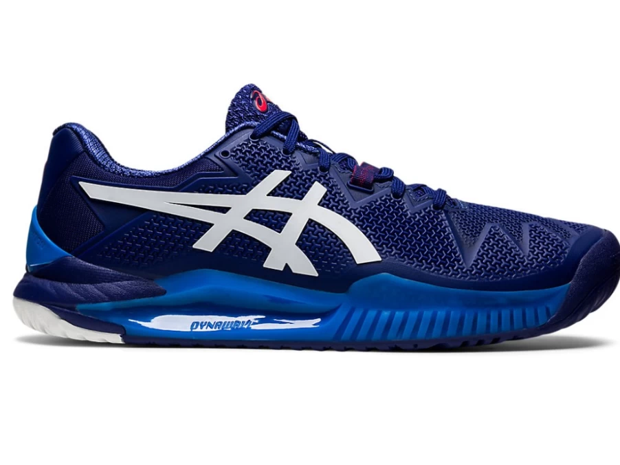 ASICS GEL-Resolution 8 Men's Tennis Shoes in Dive Blue/White – High-Performance Stability & Cushioning