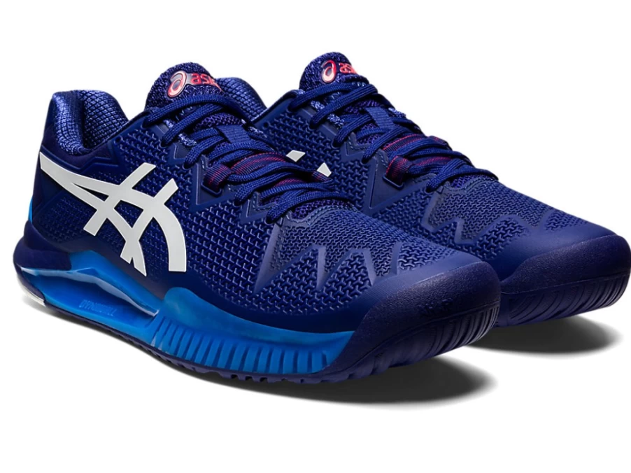 ASICS GEL-Resolution 8 Men's Tennis Shoes in Dive Blue/White – High-Performance Stability & Cushioning