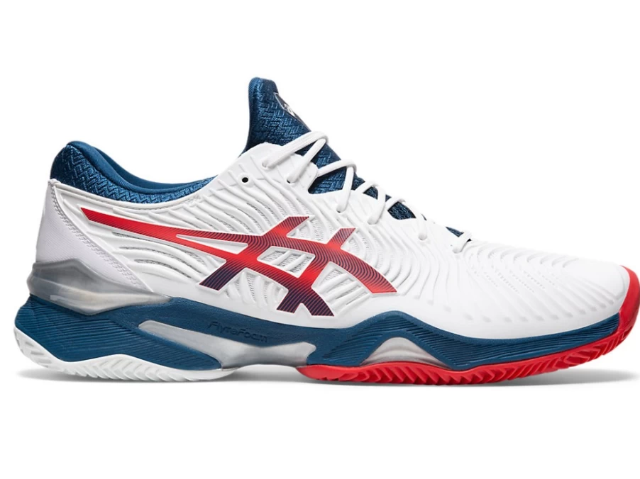 ASICS Men's COURT FF 2 CLAY Tennis Shoes in White/Mako Blue