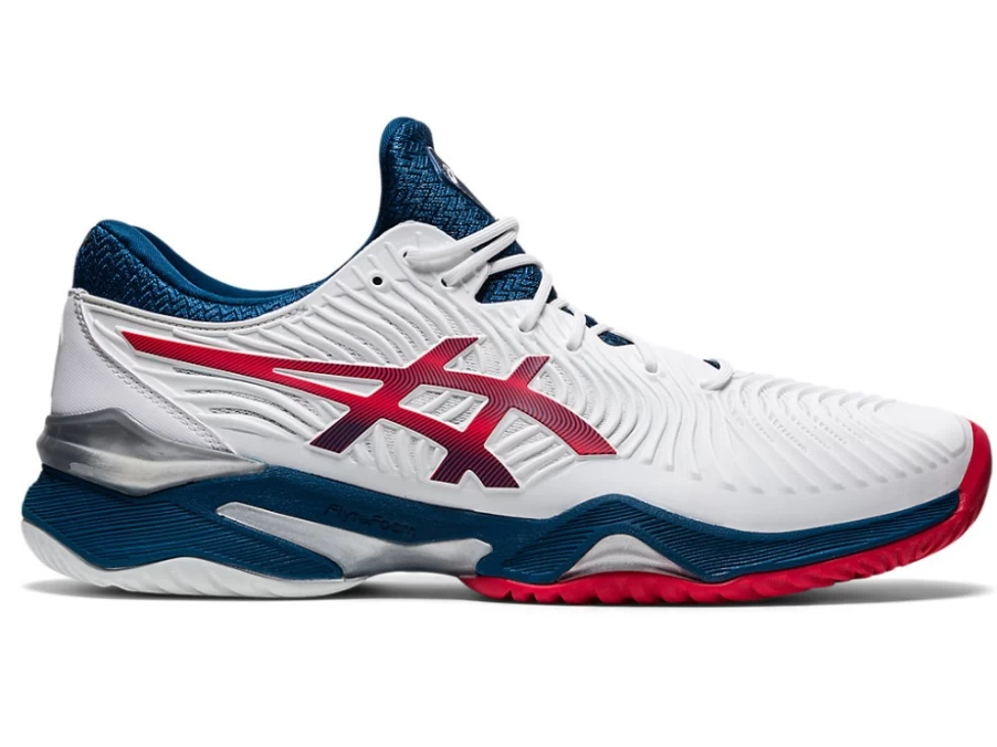ASICS Men's COURT FF 2 Tennis Shoes in White/Mako Blue - Lightweight Performance Sneakers