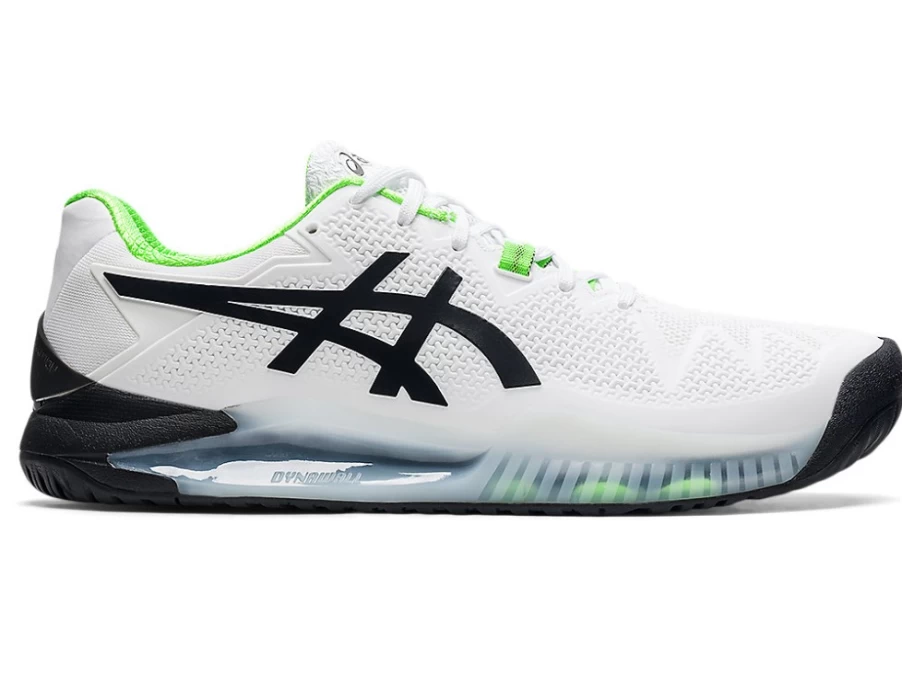 ASICS Men's GEL-RESOLUTION 8 (2E) White/Green Gecko Tennis Shoes