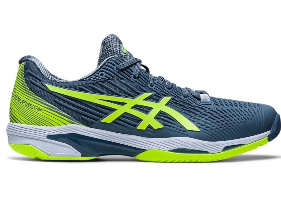 ASICS Men's SOLUTION SPEED FF Tennis Shoes in Steel Blue/Hazard Green