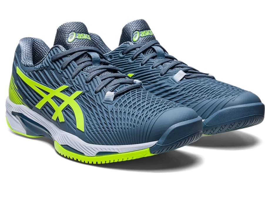 ASICS Men's SOLUTION SPEED FF Tennis Shoes in Steel Blue/Hazard Green