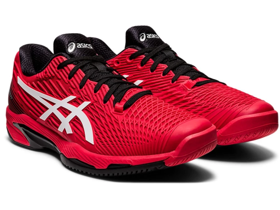 ASICS Men's SOLUTION SPEED FF Tennis Shoes in Electric Red/White - Lightweight Performance Court Sneakers