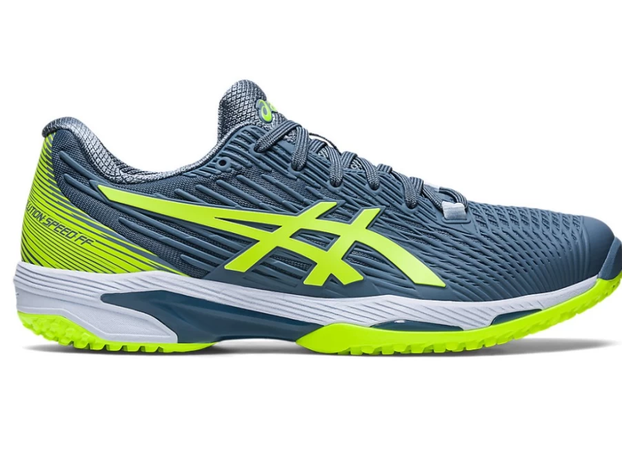 ASICS Men's SOLUTION SPEED FF 2 OC Tennis Shoes in Steel Blue/Hazard Green