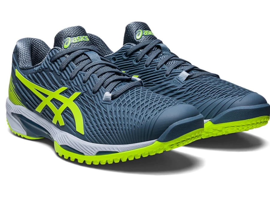 ASICS Men's SOLUTION SPEED FF 2 OC Tennis Shoes in Steel Blue/Hazard Green