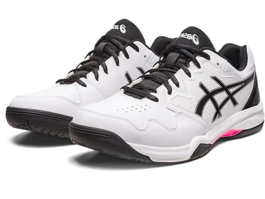 ASICS GEL-Dedicate 7 Men's Tennis Shoes - White/Hot Pink, Lightweight & Supportive for Court Sports