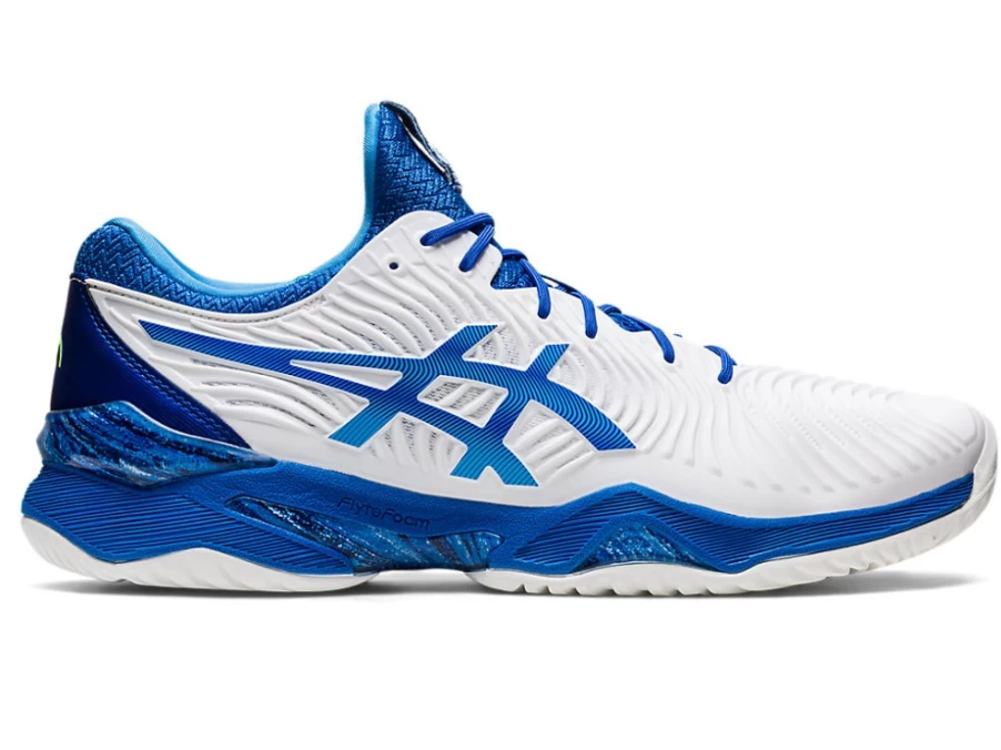 ASICS Men's COURT FF NOVAK Tennis Shoes in White/Tuna Blue