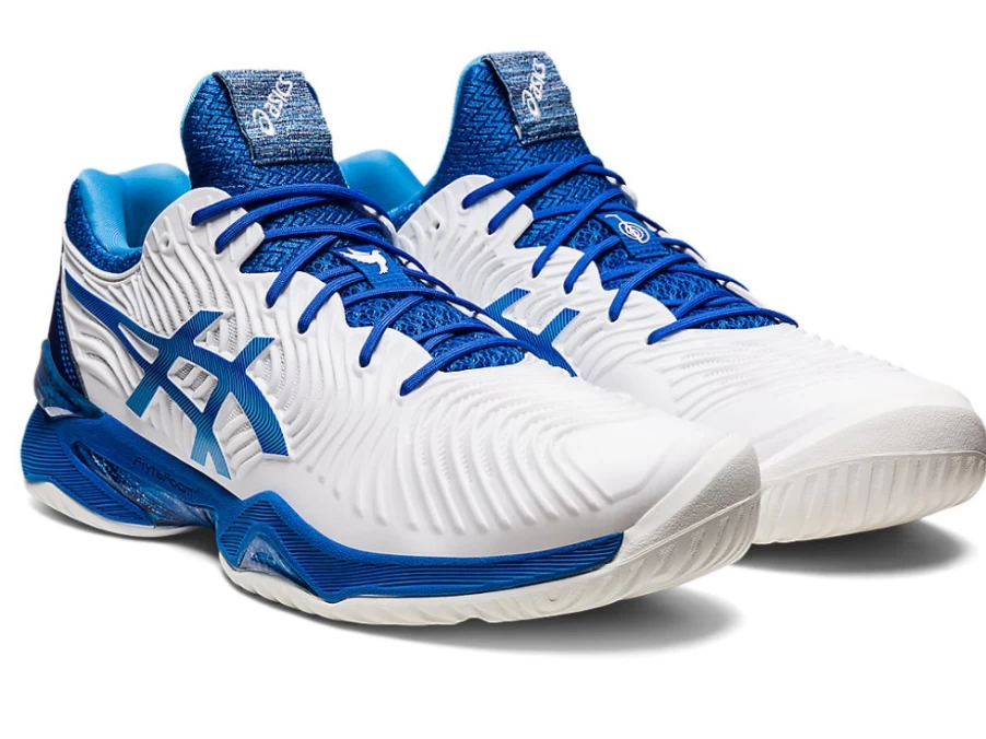 ASICS Men's COURT FF NOVAK Tennis Shoes in White/Tuna Blue