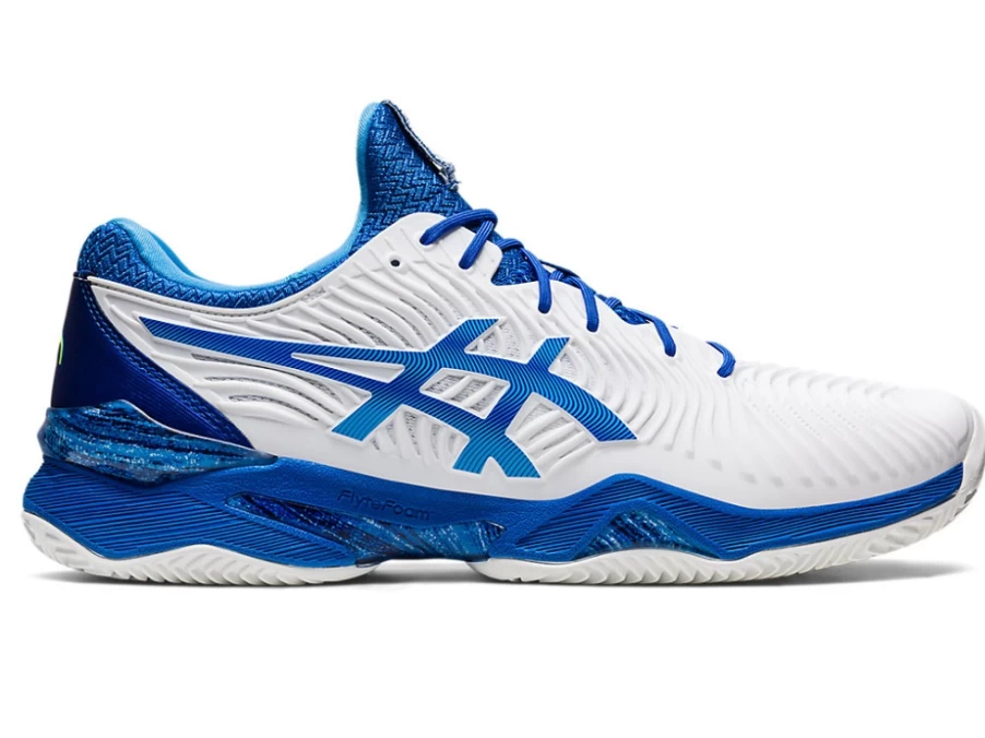 ASICS Men's COURT FF NOVAK CLAY Tennis Shoes - White/Tuna Blue