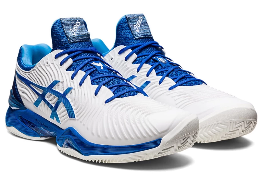 ASICS Men's COURT FF NOVAK CLAY Tennis Shoes - White/Tuna Blue