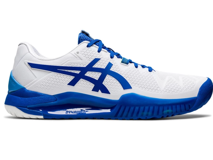 ASICS Men's GEL-RESOLUTION 8 Tennis Shoes - White/Tuna Blue