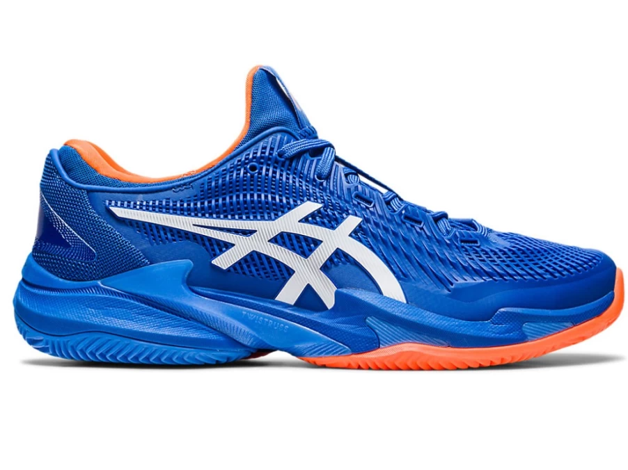 ASICS Men's COURT FF 3 Novak Clay Tennis Shoes in Tuna Blue/White