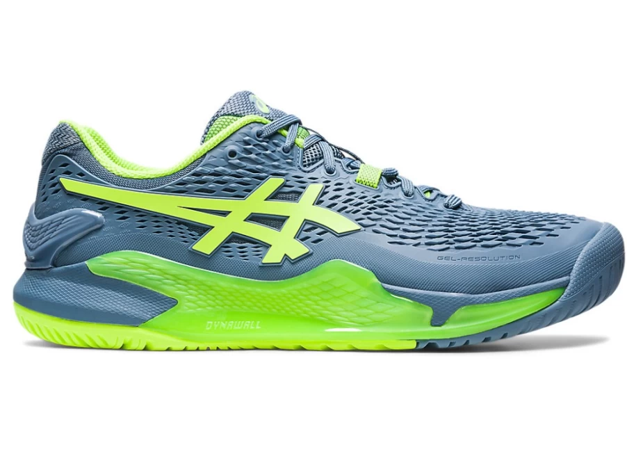 ASICS Men's GEL-RESOLUTION 9 WIDE Tennis Shoes - Steel Blue/Hazard Green