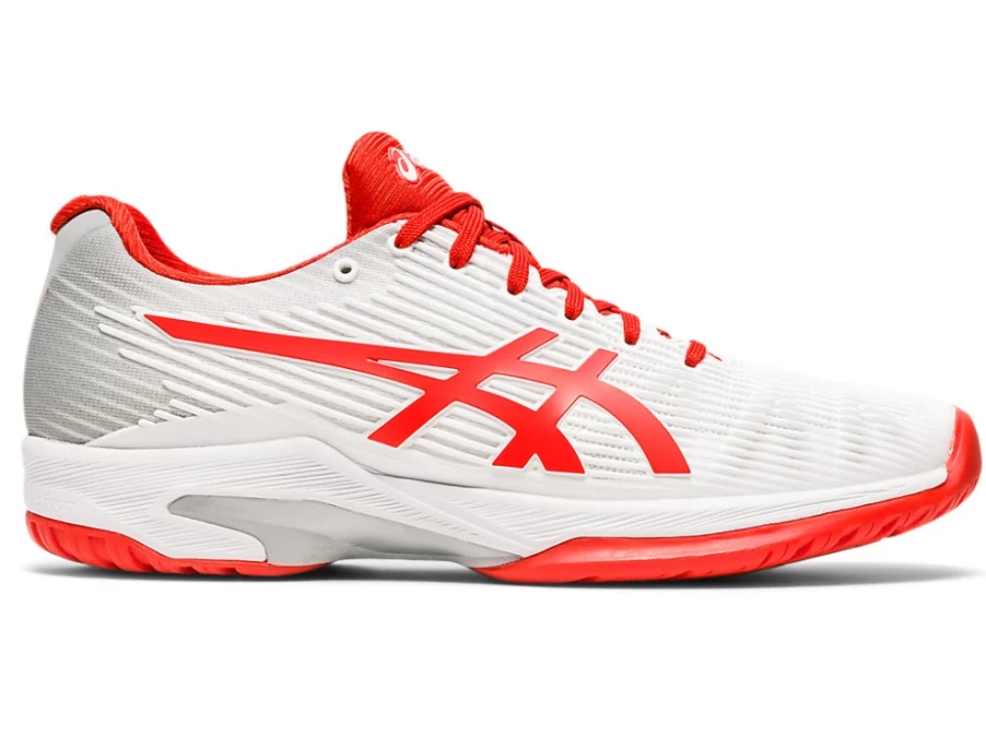 ASICS Women's SOLUTION SPEED FF Tennis Shoes in White/Fiery Red
