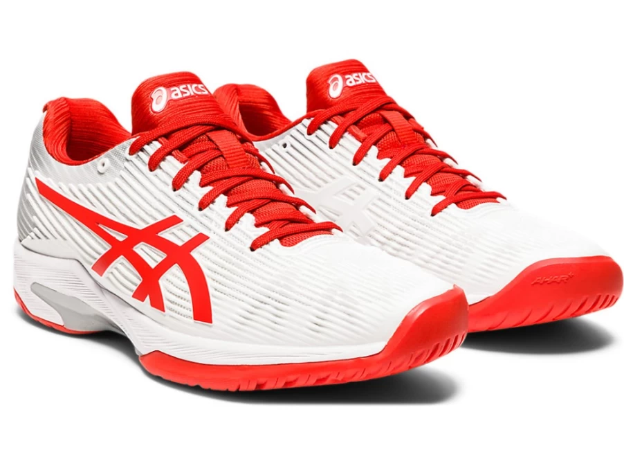 ASICS Women's SOLUTION SPEED FF Tennis Shoes in White/Fiery Red