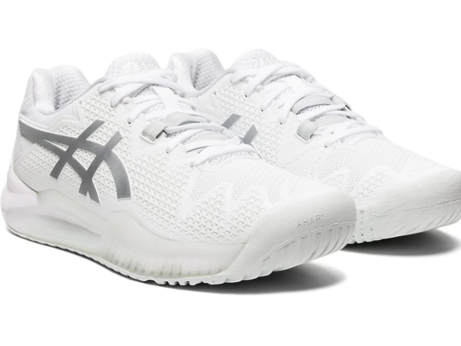 ASICS Women's GEL-Resolution 8 Tennis Shoes - White/Pure Silver