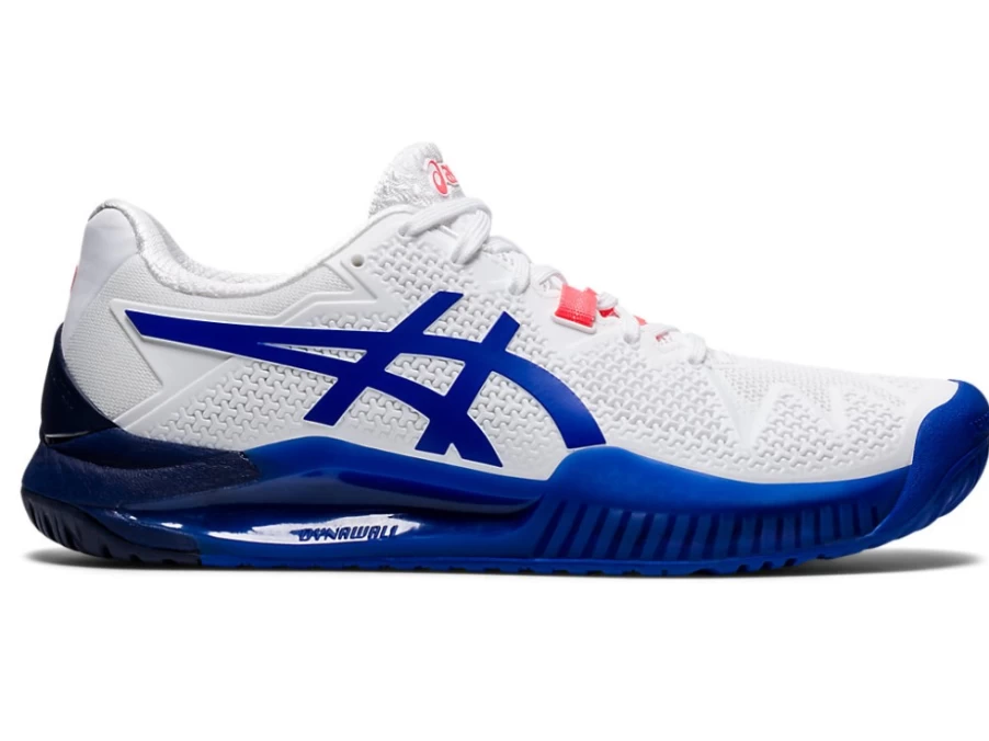 ASICS Women's GEL-Resolution 8 Tennis Shoes in White/Lapis Lazuli Blue