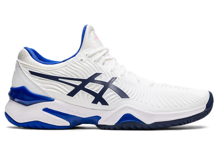 ASICS Women's COURT FF 2 Tennis Shoes in White/Lapis Lazuli Blue