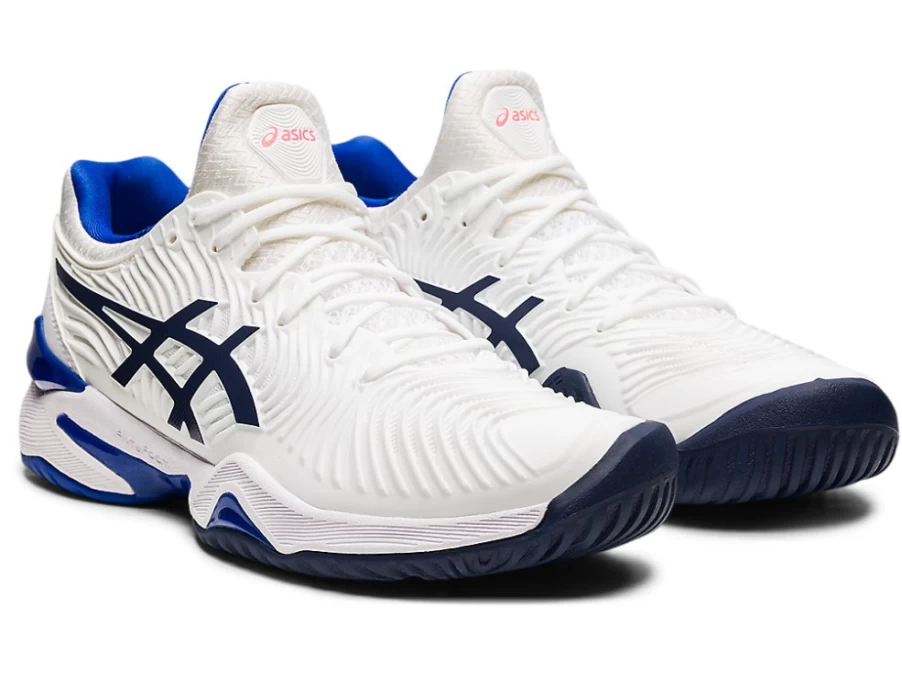 ASICS Women's COURT FF 2 Tennis Shoes in White/Lapis Lazuli Blue
