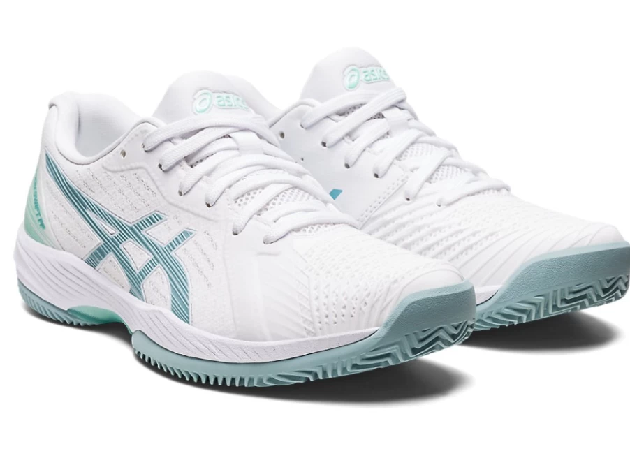 ASICS Women's SOLUTION SWIFT FF CLAY Tennis Shoes - White/Smoke Blue