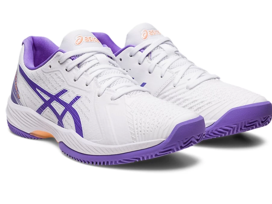 ASICS Women's SOLUTION SWIFT FF CLAY Tennis Shoes in White/Amethyst