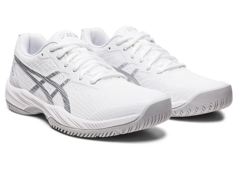 ASICS GEL-GAME 9 Women's Tennis Shoes - White/Pure Silver - Lightweight Stability Court Sneakers