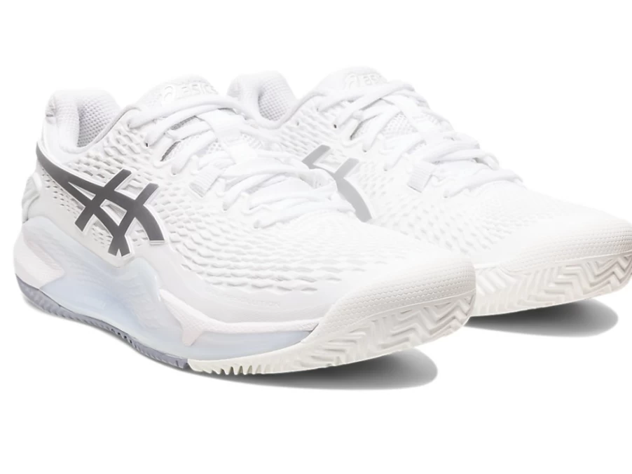 ASICS Women's GEL-RESOLUTION 9 Clay Tennis Shoes - White/Pure Silver