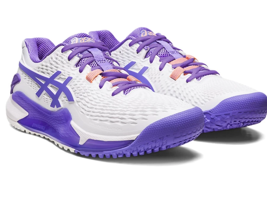 ASICS Women's GEL-RESOLUTION 9 OC Tennis Shoes in White/Amethyst