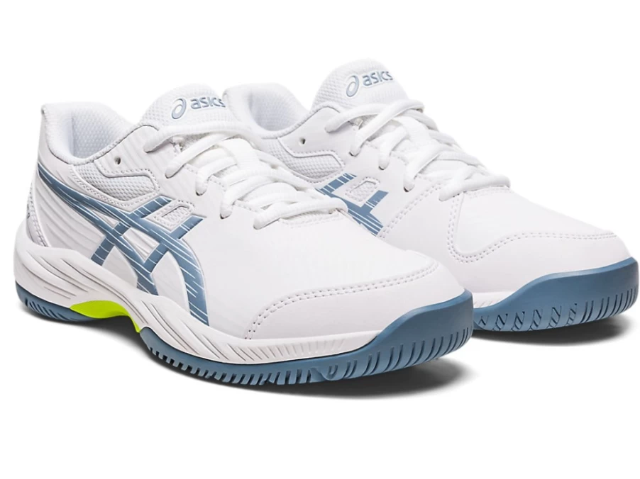 ASICS GEL-GAME 9 White/Steel Blue Kids Running Shoes - Grade School Sports Sneakers