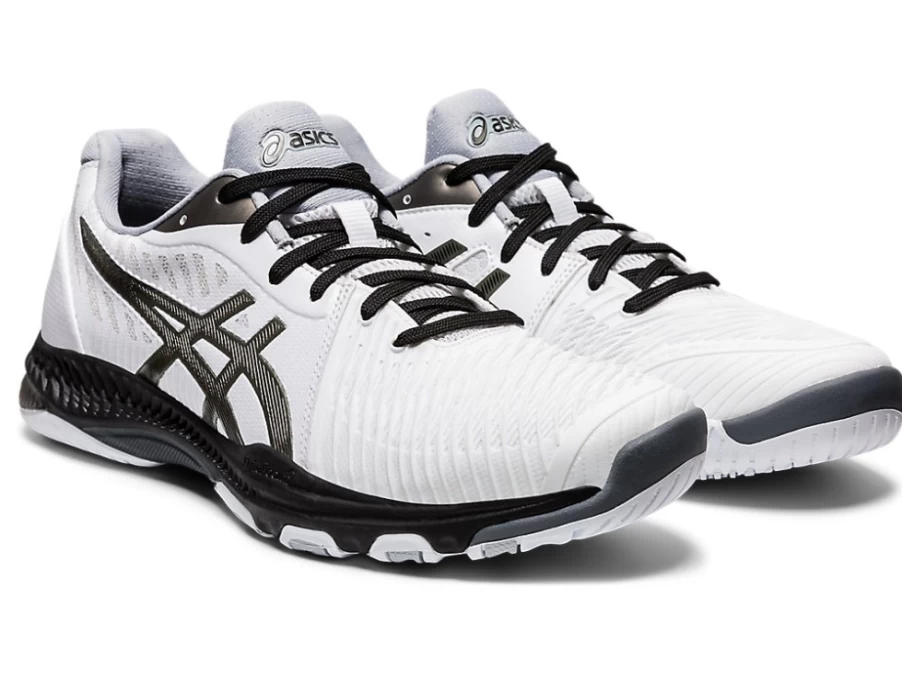 ASICS Men's NETBURNER BALLISTIC FF 2 Soccer Cleats in White/Gunmetal