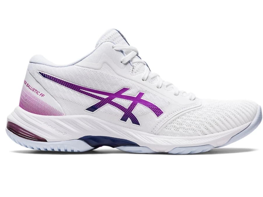 ASICS Women's NETBURNER BALLISTIC FF MT 3 Tennis Shoes in White/Orchid