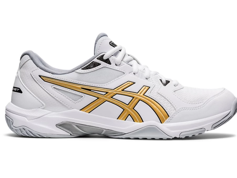 ASICS Men's GEL-ROCKET 10 Volleyball Shoes in White/Pure Gold - High-Performance Court Sneakers
