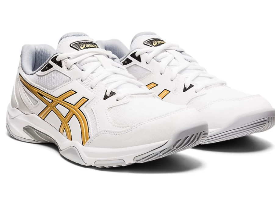 ASICS Men's GEL-ROCKET 10 Volleyball Shoes in White/Pure Gold - High-Performance Court Sneakers