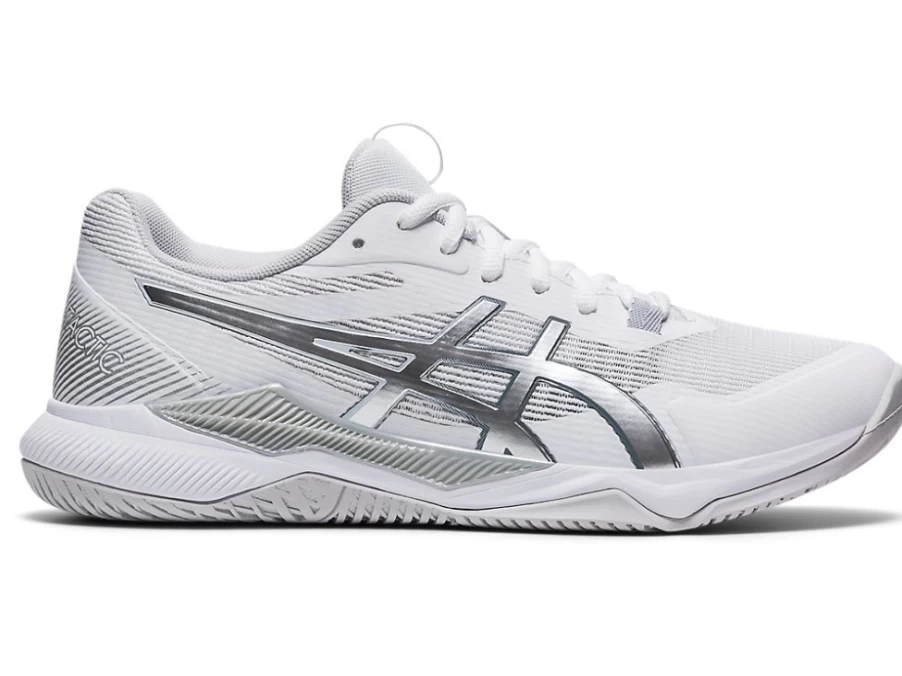 ASICS GEL-TACTIC Women's Volleyball Shoes - White/Pure Silver | Indoor Court Sports Sneakers