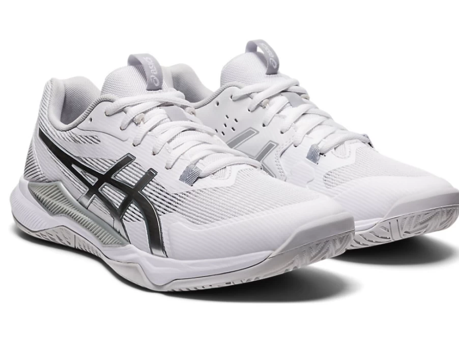 ASICS GEL-TACTIC Women's Volleyball Shoes - White/Pure Silver | Indoor Court Sports Sneakers