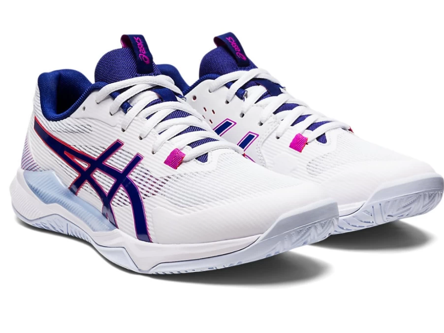 ASICS Women's GEL-TACTIC Running Shoes in White/Dive Blue