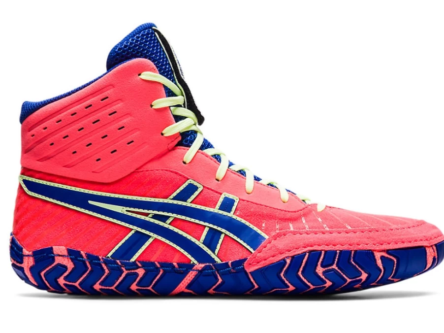 ASICS Men's Aggressor 4 Wrestling Shoes - Blazing Coral/Lapis Lazuli Blue