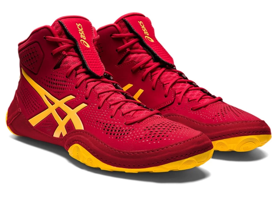 ASICS Men's DAN GABLE EVO 2 Wrestling Shoes - Cranberry/Saffron Color