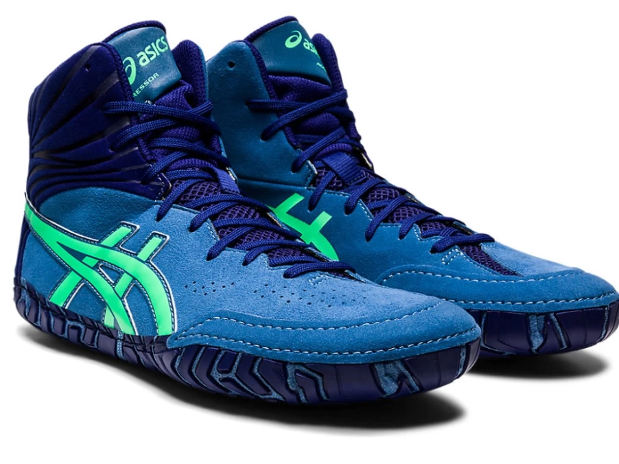 ASICS Aggressor 5 Men's Training Shoes in Azure/New Leaf - Lightweight & Durable for Gym & Running