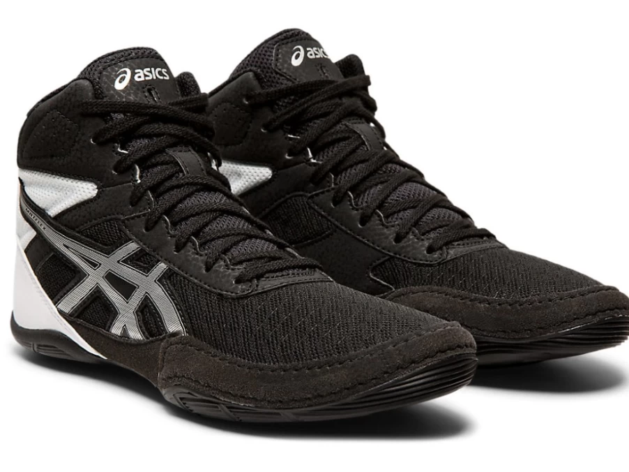 ASICS Kids MATFLEX 6 Wrestling Shoes - Black/Silver for Grade School Athletes