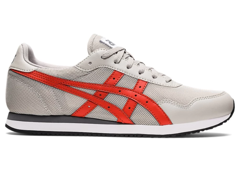 ASICS Men's TIGER RUNNER Running Shoes in Oyster Grey/Red Clay