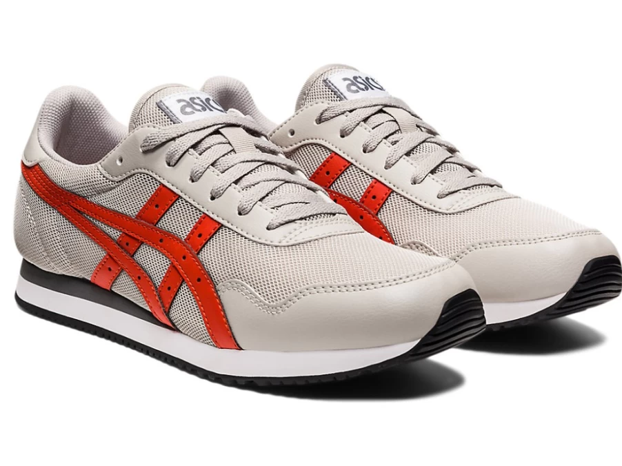 ASICS Men's TIGER RUNNER Running Shoes in Oyster Grey/Red Clay