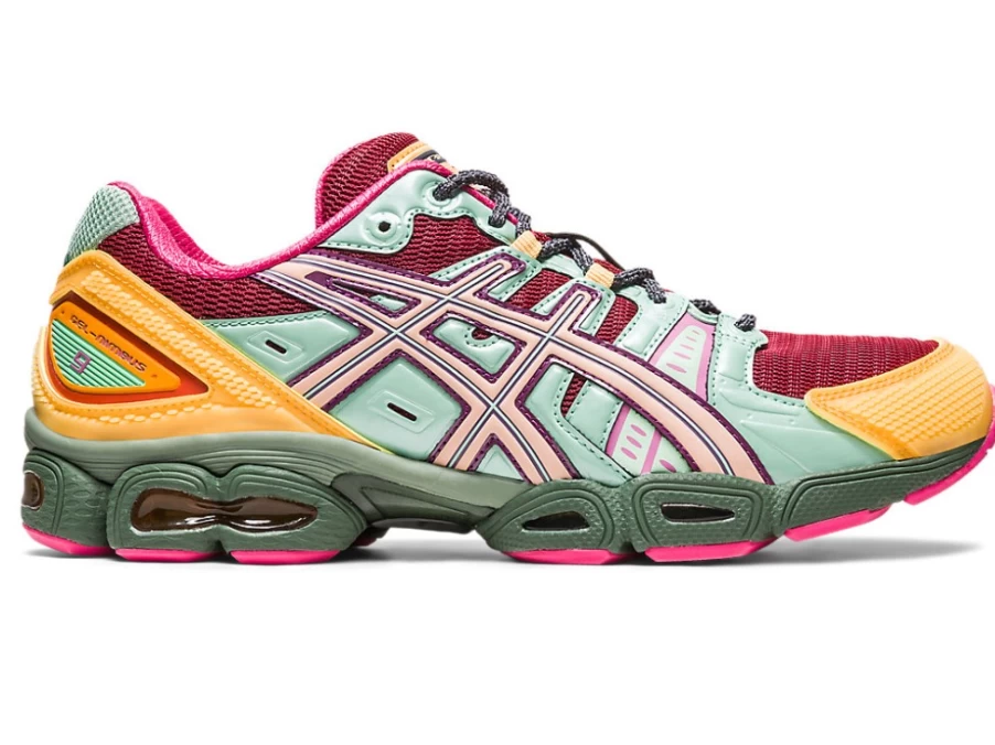 ASICS GEL-NIMBUS 9 MEN'S RUNNING SHOES RIO RED/ALMOST APRICOT COLLABORATION BRAIN DEAD