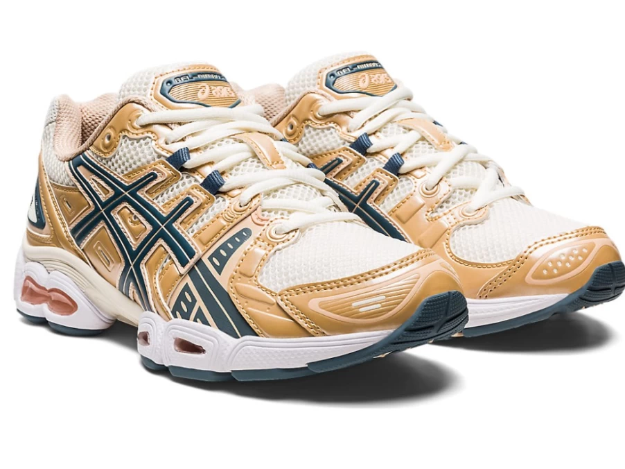 ASICS Women's GEL-NIMBUS 9 Running Shoes in Cream/Ironclad - Premium Cushioned Sneakers