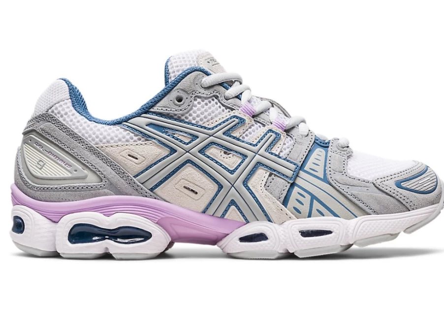 ASICS Women's GEL-NIMBUS 9 Running Shoes - White/Mid Grey - Premium Cushioning for Comfort & Support