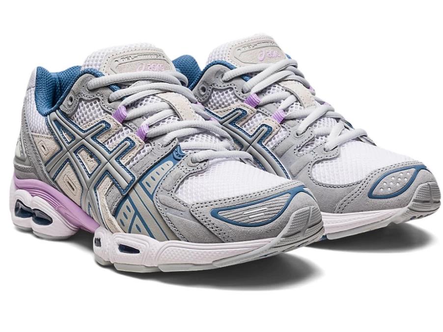 ASICS Women's GEL-NIMBUS 9 Running Shoes - White/Mid Grey - Premium Cushioning for Comfort & Support